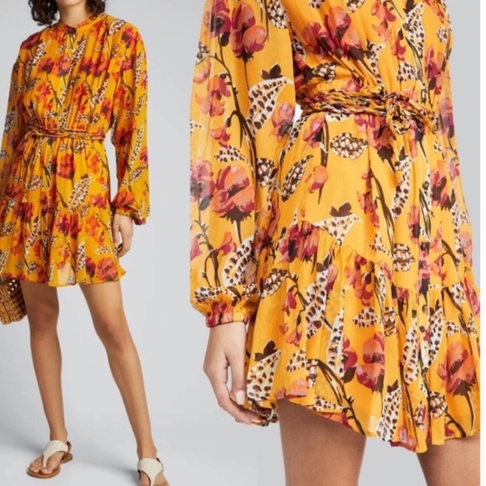 A.L.C. Jen Silk Floral Mini Dress. NWOT. Long Sleeve.Women's Size 6